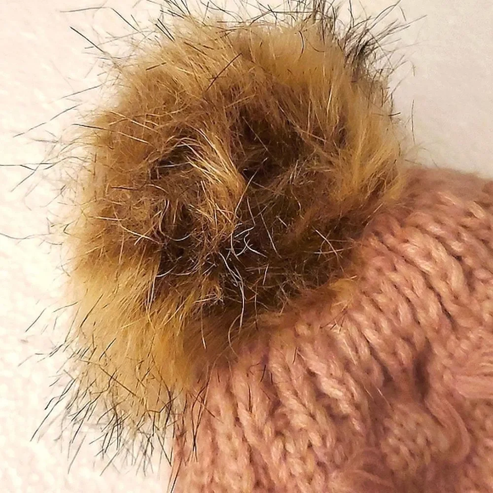 Mother Daughter Pink Knit Pompom Beanies NEW Tags - Picture 4 of 4